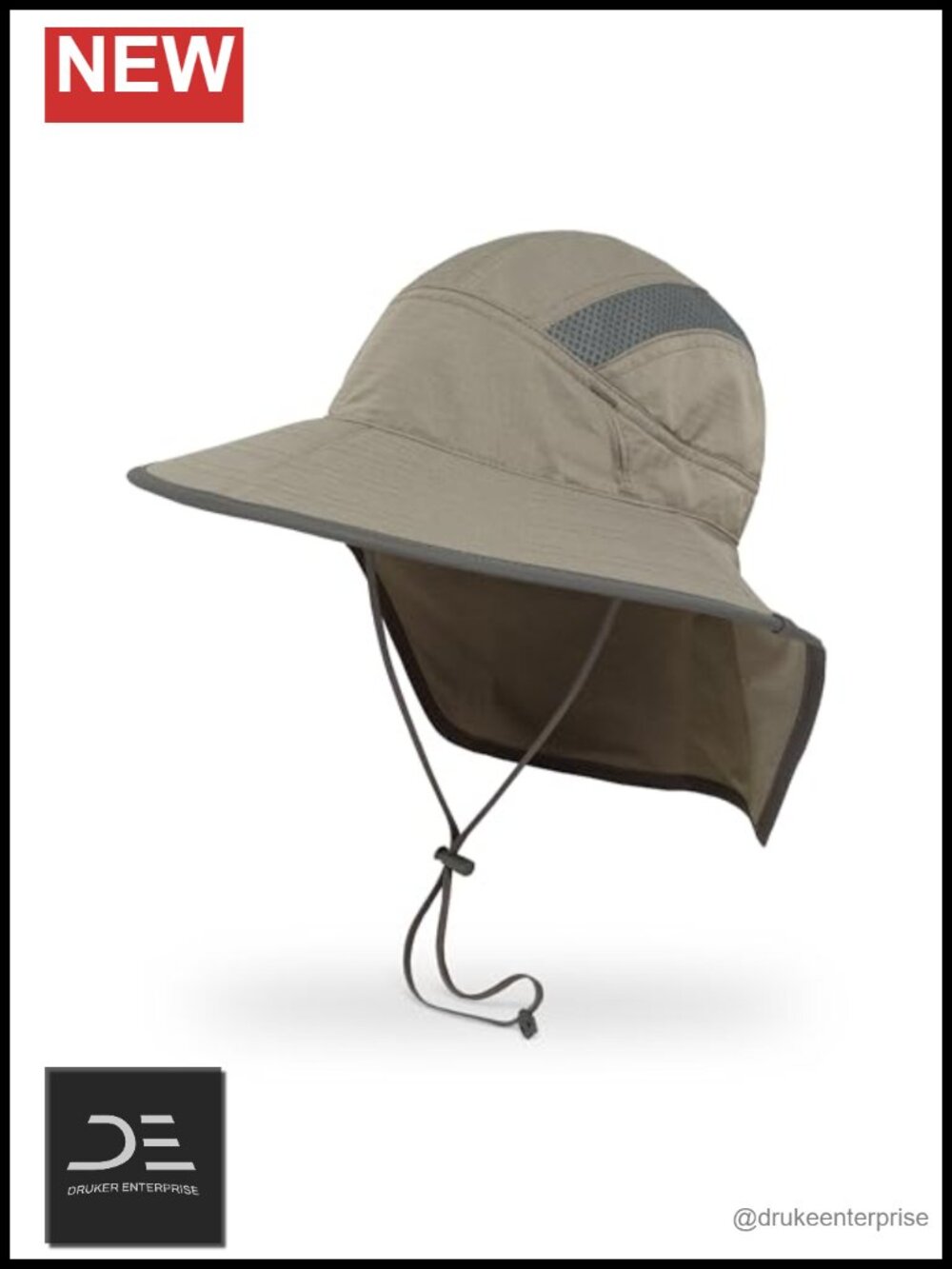 UPF 50+ Sun Hat with Neck Cape, Reverse Split Brim, Sunglass Lock, Adjustable
